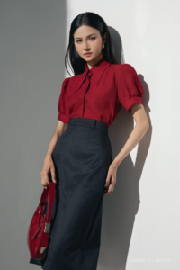 Áo sơ mi nữ tay ngắn form rộng